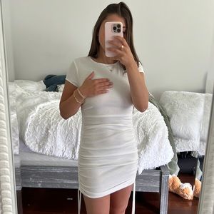 White adjustable scrunch dress